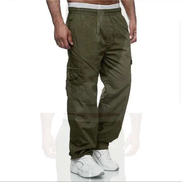 Mens Cargo Pants Relaxed Fit Drawstring Joggers Sweatpants *NEW* - Picture 3 of 6